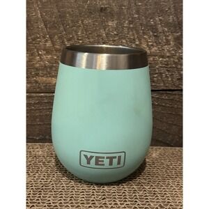 Yeti Mug‎ Seafoam Green Rambler 10 oz Wine Tumbler Stainless Steel Company Logo